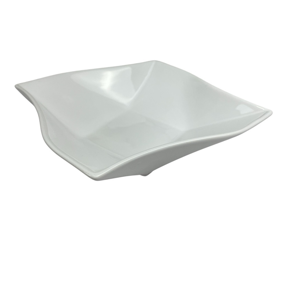 Hotel Collection Modern White Square Twist Small Bowl/Serving Dish
